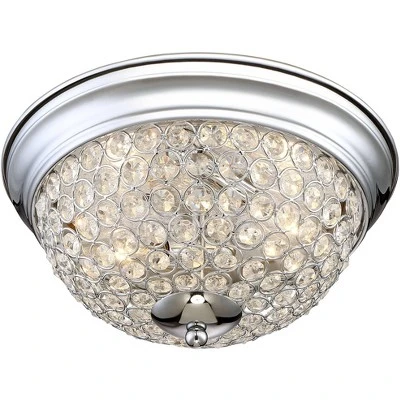 Possini Euro Design Faith Modern Ceiling Light Flush Mount Fixtures 11" Wide Set Of 2 Chrome 2-Light Crystal For Bedroom Kitchen Living Room Hallway 7 Possini Euro Design Faith Modern Ceiling Light Flush Mount Fixtures 11" Wide Set Of 2 Chrome 2-Light Crystal For Bedroom Kitchen Living Room Hallway - Image 5