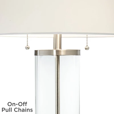 Possini Euro Design Fritz Modern Table Lamps 26 1/2" High Set Of 2 Silver Clear Glass With USB And AC Power Outlet In Base Drum Shade For Bedroom Desk 7 Possini Euro Design Fritz Modern Table Lamps 26 1/2" High Set Of 2 Silver Clear Glass With USB And AC Power Outlet In Base Drum Shade For Bedroom Desk - Image 5