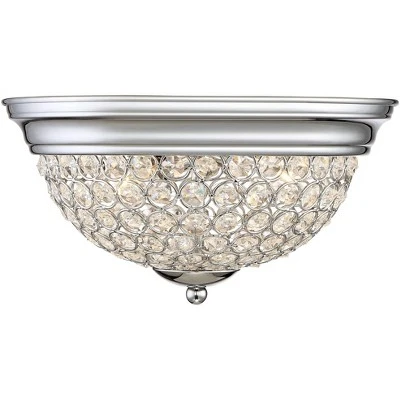 Possini Euro Design Faith Modern Ceiling Light Flush Mount Fixtures 11" Wide Set Of 2 Chrome 2-Light Crystal For Bedroom Kitchen Living Room Hallway 6 Possini Euro Design Faith Modern Ceiling Light Flush Mount Fixtures 11" Wide Set Of 2 Chrome 2-Light Crystal For Bedroom Kitchen Living Room Hallway - Image 4