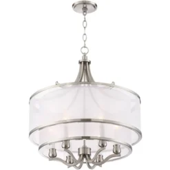 Possini Euro Design Nor Brushed Nickel Pendant Chandelier 23" Wide Modern Double White Organza Shade 6-Light Fixture For Dining Room Kitchen Island 16 Possini Euro Design Nor Brushed Nickel Pendant Chandelier 23" Wide Modern Double White Organza Shade 6-Light Fixture For Dining Room Kitchen Island -Possini Euro Design Shop GUEST 8575b373 3204 4154 bb03 cefa7bc3c9ea