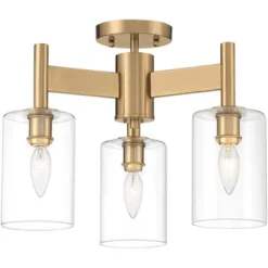Possini Euro Design Lantico Modern Ceiling Light Semi Flush Mount Fixture 17" Wide Gold 3-Light Clear Glass For Bedroom Kitchen Living Room Hallway -Possini Euro Design Shop GUEST 864fffdc a387 4b41 9809 adca2d2ef6e4
