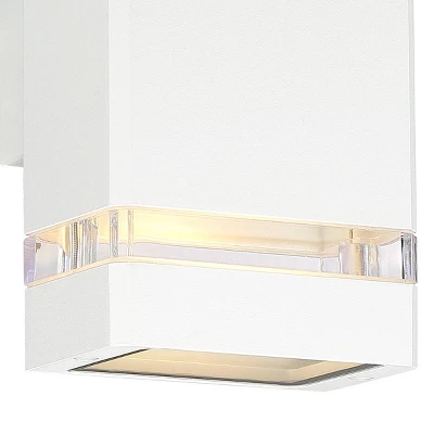 Possini Euro Design Modern Outdoor Wall Light Fixture White 2-Light Up Down 10 1/2" Clear Glass Inserts For Exterior Barn Deck House Porch Yard Patio 4 Possini Euro Design Modern Outdoor Wall Light Fixture White 2-Light Up Down 10 1/2" Clear Glass Inserts For Exterior Barn Deck House Porch Yard Patio - Image 2