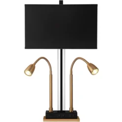 Possini Euro Design Griffin Modern Gooseneck Desk Lamp 31" Tall Gold With USB Charging Port Black Metal Rectangular Shade For Bedroom Living Room Kids -Possini Euro Design Shop GUEST 8961ed33 5970 4a22 a9a6 17f870e7a3a0