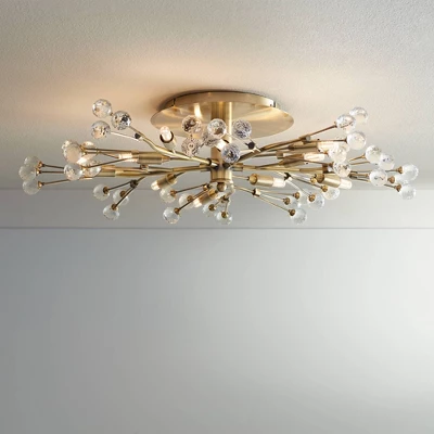 Possini Euro Design Ceiling Light Semi Flush Mount Fixture LED Brass 27 1/2" Wide 10-Light Crystal Berry For Living Room 3 Possini Euro Design Ceiling Light Semi Flush Mount Fixture LED Brass 27 1/2" Wide 10-Light Crystal Berry For Living Room
