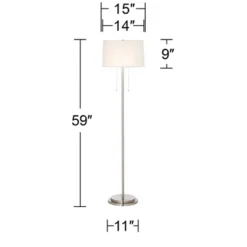 Possini Euro Design Simplicity Modern Floor Lamp 59" Tall Brushed Nickel Silver Off White Tapered Drum Shade For Living Room Bedroom Office House Home -Possini Euro Design Shop GUEST 899d3371 1b6f 4f83 a644 affa9374ec89
