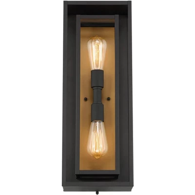 Possini Euro Design Metropolis Mid Century Modern Outdoor Wall Light Fixture Black Gold 22" Clear Glass For Post Exterior Barn Deck House Porch Yard 5 Possini Euro Design Metropolis Mid Century Modern Outdoor Wall Light Fixture Black Gold 22" Clear Glass For Post Exterior Barn Deck House Porch Yard - Image 3