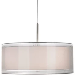 Possini Euro Design Brushed Nickel Pendant Chandelier 20" Wide Modern Organza Outer White Inner Shade 3-Light Fixture For Dining Room Kitchen Island -Possini Euro Design Shop GUEST 8b5daa8c 3903 4cf2 bc2c a677cb4df154