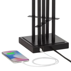 Possini Euro Design Deborah Modern Mid Century Table Lamp 30" Tall Black With USB Charging Port Gold Metal Double Drum Shades For Living Room Desk -Possini Euro Design Shop GUEST 910d7d9c 2f76 4380 a802 662bc76f6275