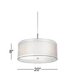 Possini Euro Design Brushed Nickel Pendant Chandelier 20" Wide Modern Organza Outer White Inner Shade 3-Light Fixture For Dining Room Kitchen Island -Possini Euro Design Shop GUEST 919037b2 adb9 4da0 872c a38ebe1d5946