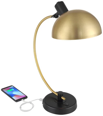 Possini Euro Design Modern Mid Century Desk Lamp 28 1/2" Tall Warm Gold Black With Dual USB Charging Ports For Bedroom Living Room Office Reading Home 4 Possini Euro Design Modern Mid Century Desk Lamp 28 1/2" Tall Warm Gold Black With Dual USB Charging Ports For Bedroom Living Room Office Reading Home - Image 2