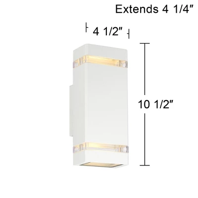 Possini Euro Design Modern Outdoor Wall Light Fixture White 2-Light Up Down 10 1/2" Clear Glass Inserts For Exterior Barn Deck House Porch Yard Patio 8 Possini Euro Design Modern Outdoor Wall Light Fixture White 2-Light Up Down 10 1/2" Clear Glass Inserts For Exterior Barn Deck House Porch Yard Patio - Image 6