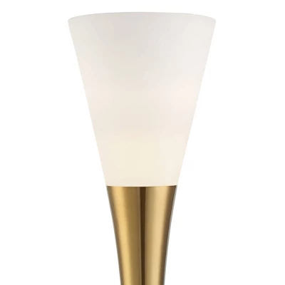 Possini Euro Design Piazza Modern Torchiere Floor Lamp With Riser 77" Tall Black Brass Metal White Glass Shade For Living Room Bedroom Office House 3 Possini Euro Design Piazza Modern Torchiere Floor Lamp With Riser 77" Tall Black Brass Metal White Glass Shade For Living Room Bedroom Office House