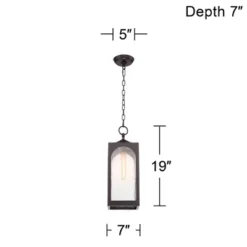 Possini Euro Design Tyne Modern Industrial Outdoor Hanging Light Bronze 19" Seedy Glass Shade For Post Exterior Barn Deck House Porch Yard Patio Home -Possini Euro Design Shop GUEST 963626fc 88b2 47d9 9639 0195ea027bf2