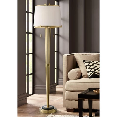 Possini Euro Design Palisade Modern Floor Lamp 64" Tall Satin Brass Metal Trimmed Fabric Tapered Drum Shade For Living Room Bedroom Office House Home 3 Possini Euro Design Palisade Modern Floor Lamp 64" Tall Satin Brass Metal Trimmed Fabric Tapered Drum Shade For Living Room Bedroom Office House Home