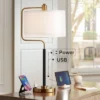 Possini Euro Design Carlyle Modern Mid Century Desk Lamp 30 1/2" Tall Gold With USB And AC Power Outlet In Base Double Drum Shades For Living Room -Possini Euro Design Shop GUEST 97309c56 2bd1 49d3 8088 3e2dd813981e