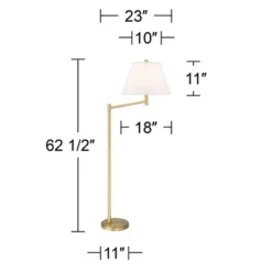 Possini Euro Design Modern Arc Floor Lamp Standing 62 1/2" Tall Warm Gold Offset Arm White Linen Drum Shade For Living Room Reading Family Bedroom -Possini Euro Design Shop GUEST 9730cedd 2492 4c1e a5b4 7f14b03b2d31