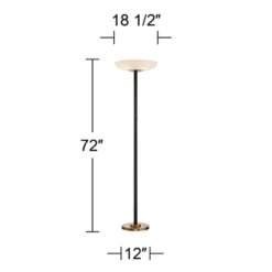 Possini Euro Design Modern Torchiere Floor Lamp LED 72" Tall Black Antique Brass White Glass Shade For Living Room Reading Uplight -Possini Euro Design Shop GUEST 97804652 84ad 44cf b150 8cb850993693