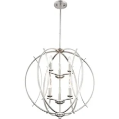 Possini Euro Design Spherical Brushed Nickel Large Chandelier 24" Wide Modern 6-Light Fixture For Dining Room House Foyer Kitchen Island Entryway Home -Possini Euro Design Shop GUEST 99270896 2f9d 421d ad3d d6863d64a567