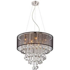 Possini Euro Design Bretton Brushed Nickel Chandelier 22" Wide Modern Clear Glass Crystal Black Sheer Shade 12-Light Fixture For Dining Room Kitchen -Possini Euro Design Shop GUEST 9a7dafd7 6c43 4ac0 88f5 aa1bccc504b5