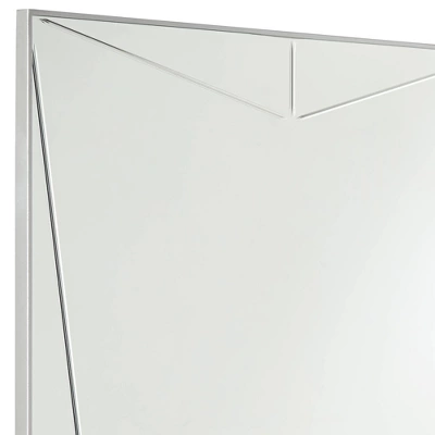 Possini Euro Design Relevei Rectangular Vanity Decorative Wall Mirror Modern Silver Wood Metal Frame 26" Wide Bathroom Bedroom Home 3 Possini Euro Design Relevei Rectangular Vanity Decorative Wall Mirror Modern Silver Wood Metal Frame 26" Wide Bathroom Bedroom Home - Image 2