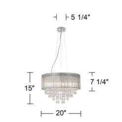 Possini Euro Design Jolie Chrome Chandelier Lighting 20" Wide Modern Crystal Silver Fabric Shade 7-Light Fixture For Dining Room House Kitchen Island -Possini Euro Design Shop GUEST 9b9479e9 d7fe 44b4 b5f0 e8d350d99c8e