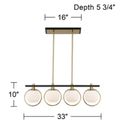 Possini Euro Design Carlyn Brass Black Linear Island Pendant Chandelier 33" Wide Modern White Glass Shade 4-Light LED Fixture For Dining Room Kitchen -Possini Euro Design Shop GUEST 9db9d07e 0dff 4ca8 821a 97332964a524
