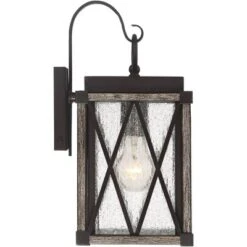 Possini Euro Design Brawley Rustic Industrial Outdoor Wall Light Fixture Bronze Wood Grain 13 1/2" Clear Seedy Glass For Post Exterior Barn Deck House -Possini Euro Design Shop GUEST a01d09cb 09b1 45dd 9db3 db14e7b9b1bc