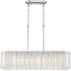 Possini Euro Design Mirabell Chrome Linear Island Pendant Chandelier 34" Wide Modern LED Clear Glass Crystal 6-Light Fixture For Dining Room Kitchen -Possini Euro Design Shop GUEST a06855f6 6b6f 4844 9d9b 268029fc375e