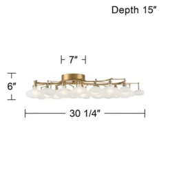 Possini Euro Design Lilypad Modern Ceiling Light Semi Flush Mount Fixture 30 1/4" Wide Warm Brass 12-Light Frosted Glass Shade For Bedroom Living Room -Possini Euro Design Shop GUEST a233a009 bd72 44f5 9f48 3c2effe14b0b