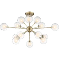 Possini Euro Design Modern Ceiling Light Semi Flush Mount Fixture Sputnik Brass 30 1/2" Wide 15-Light Double Glass Ball Hallway 12 Possini Euro Design Modern Ceiling Light Semi Flush Mount Fixture Sputnik Brass 30 1/2" Wide 15-Light Double Glass Ball Hallway -Possini Euro Design Shop GUEST a3344d35 d1d8 4a60 8f88 777e9a7f591d