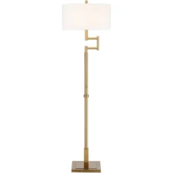 Possini Euro Design Artisan Swing Arm Floor Lamp 62.25" Tall Warm Antique Brass Linen Drum Shade For Living Room Reading Bedroom Office -Possini Euro Design Shop GUEST a516a385 a6f6 4857 a16b 37d009da3a9c