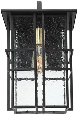 Possini Euro Design Arley Modern Outdoor Wall Light Fixture Black Geometric Frame 16" Seedy Glass For Post Exterior Barn Deck House Porch Yard Patio 5 Possini Euro Design Arley Modern Outdoor Wall Light Fixture Black Geometric Frame 16" Seedy Glass For Post Exterior Barn Deck House Porch Yard Patio - Image 3