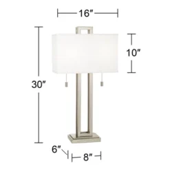 Possini Euro Design Modern Table Lamps 30" Tall Set Of 2 Brushed Nickel Open Rectangular White Box Shade For Living Room Family Bedroom -Possini Euro Design Shop GUEST a7b9d08f 87b9 4f60 9901 694201dc2d83