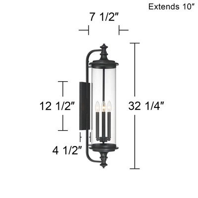 Possini Euro Design Medici Modern Outdoor Wall Light Fixture Black 32 1/4" Clear Glass Cylinder Shade For Post Exterior Barn Deck House Porch Yard 9 Possini Euro Design Medici Modern Outdoor Wall Light Fixture Black 32 1/4" Clear Glass Cylinder Shade For Post Exterior Barn Deck House Porch Yard - Image 7