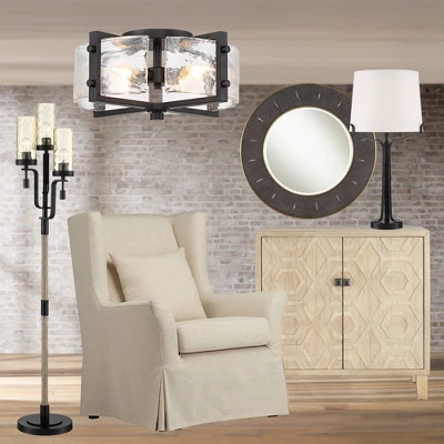 Possini Euro Design Adri Modern Ceiling Light Flush Mount Fixture Black 16 1/2" Wide Black 4-Light Textured Glass For Bedroom Kitchen Living Room Home 8 Possini Euro Design Adri Modern Ceiling Light Flush Mount Fixture Black 16 1/2" Wide Black 4-Light Textured Glass For Bedroom Kitchen Living Room Home - Image 6