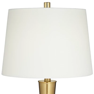 Possini Euro Design Wayne Modern Table Lamps 29 1/4" Tall Set Of 2 Brass With USB Charging Port White Fabric Drum Shade For Bedroom Living Room Kids 4 Possini Euro Design Wayne Modern Table Lamps 29 1/4" Tall Set Of 2 Brass With USB Charging Port White Fabric Drum Shade For Bedroom Living Room Kids - Image 2