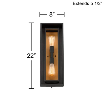 Possini Euro Design Metropolis Mid Century Modern Outdoor Wall Light Fixture Black Gold 22" Clear Glass For Post Exterior Barn Deck House Porch Yard 8 Possini Euro Design Metropolis Mid Century Modern Outdoor Wall Light Fixture Black Gold 22" Clear Glass For Post Exterior Barn Deck House Porch Yard - Image 6