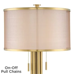 Possini Euro Design Granview Modern Table Lamp 32 1/2" Tall Brass Column Taupe Organza Outer Off White Linen Inner Drum Shade For Bedroom Living Room -Possini Euro Design Shop GUEST ab5a4ef5 5251 4563 a797 c96730966c4d