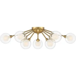Possini Euro Design Spheres Modern Ceiling Light Flush Mount Fixture 28" Wide Warm Brass 9-Light LED Clear Globe Glass For Bedroom Kitchen Living Room -Possini Euro Design Shop GUEST abade089 293e 4379 bc21 affd77434d6d