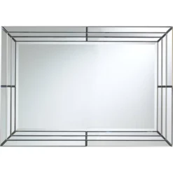 Possini Euro Design Rectangular Vanity Decorative Wall Mirror Modern Beveled Edge Clear Mirrored Tiles Frame 27" Wide For Bathroom Bedroom Living Room -Possini Euro Design Shop GUEST ad465714 29fb 40a5 bc18 36c8895ca9bf