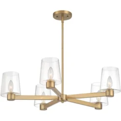 Possini Euro Design Satiny Gold Pendant Chandelier 27 1/4" Wide Modern Clear Glass Shades 5-Light Fixture For Dining Room House -Possini Euro Design Shop GUEST added775 1e3d 4c85 8c5f bc80d2ee6420