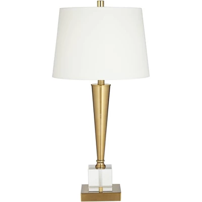 Possini Euro Design Wayne Modern Table Lamps 29 1/4" Tall Set Of 2 Brass With USB Charging Port White Fabric Drum Shade For Bedroom Living Room Kids 9 Possini Euro Design Wayne Modern Table Lamps 29 1/4" Tall Set Of 2 Brass With USB Charging Port White Fabric Drum Shade For Bedroom Living Room Kids - Image 7