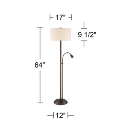 Possini Euro Design Traverse Modern Floor Lamp With LED Gooseneck Reading Light 64" Tall Oil Rubbed Bronze Oatmeal Drum Shade For Living Room Bedroom -Possini Euro Design Shop GUEST b15d961d b890 4b70 9d9f 7c5054233a5f