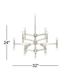 Possini Euro Design Marya Brushed Nickel Chandelier 32" Wide Modern 24-Light Fixture For Dining Room House Foyer Kitchen Island Entryway Bedroom Home -Possini Euro Design Shop GUEST b2adf0f2 31db 48d6 a357 054405825ecb
