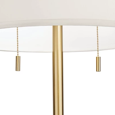 Possini Euro Design Luxe Italian Style Floor Lamp 64" Tall Gold Metal White Linen Drum Shade For Living Room Reading House Bedroom Office 5 Possini Euro Design Luxe Italian Style Floor Lamp 64" Tall Gold Metal White Linen Drum Shade For Living Room Reading House Bedroom Office - Image 3