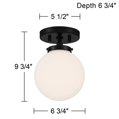Possini Euro Design Jilly Modern Ceiling Light Semi Flush Mount Fixture 6 3/4" Wide Black White Glass Globe Shade For Bedroom Kitchen Living Room Home 7 Possini Euro Design Jilly Modern Ceiling Light Semi Flush Mount Fixture 6 3/4" Wide Black White Glass Globe Shade For Bedroom Kitchen Living Room Home - Image 5