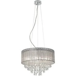 Possini Euro Design Jolie Chrome Chandelier Lighting 20" Wide Modern Crystal Silver Fabric Shade 7-Light Fixture For Dining Room House Kitchen Island -Possini Euro Design Shop GUEST b5a3f889 4381 402d 9fe1 a088bafb958c