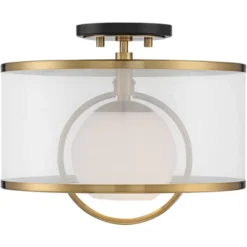 Possini Euro Design Carlyn Modern Art Deco Ceiling Light Semi Flush Mount Fixture 14" Wide Warm Brass Black Orb Organza Drum Shade For Bedroom Kitchen 11 Possini Euro Design Carlyn Modern Art Deco Ceiling Light Semi Flush Mount Fixture 14" Wide Warm Brass Black Orb Organza Drum Shade For Bedroom Kitchen -Possini Euro Design Shop GUEST b636f543 cf37 4ef9 b484 5f095e27f3ef