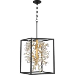 Possini Euro Design Carrine Black Gold Pendant Chandelier 15 1/4" Wide Modern Clear Crystal 4-Light Fixture For Dining Room House Foyer Kitchen Island -Possini Euro Design Shop GUEST b735d13c 1eec 4f19 9423 8a87f77cc1fd