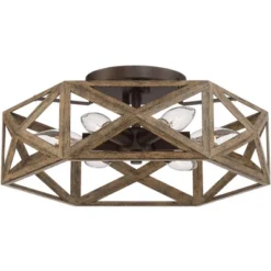 Possini Euro Design Moorcroft Modern Farmhouse Ceiling Light Semi Flush Mount Fixture 14 1/2" Wide Dark Wood Bronze 6-Light Hexagon Frame For Bedroom -Possini Euro Design Shop GUEST b9407276 27c2 4ed6 85ac 742cab5f96d8